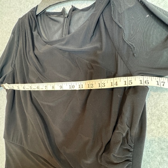 Adrianna Papell Black Draped Mesh Sleeve Jumpsuit Evening Dress Pant Size 12 New - Picture 4 of 10